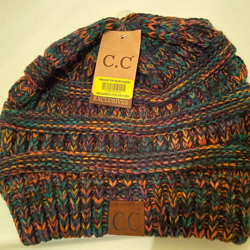 NWT C.C Beanie Thick Cable Knit Cap Multicolor